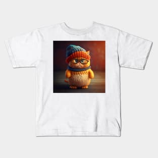 Sleepy Orange Cute Kitty Cat Knitten Kitten Kids T-Shirt